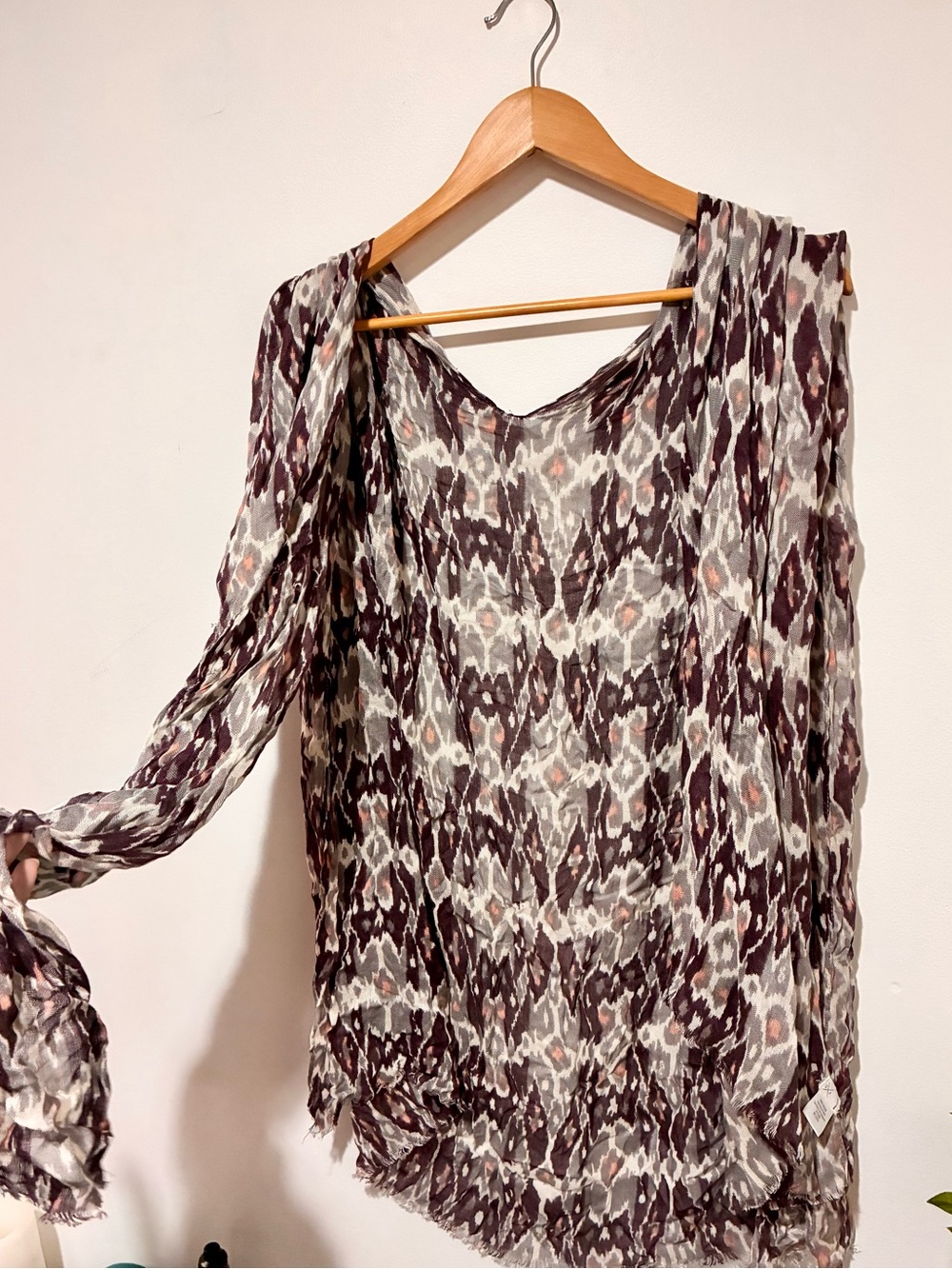 Gentle Fawn | Burgundy and Cream Sheer Ikat Scarf Wrap shawl